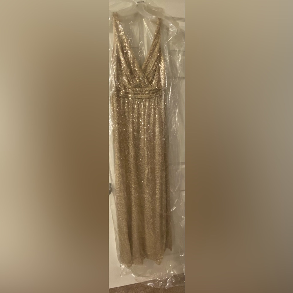 David’s Bridal Gold Sequin Bridesmaids Dress